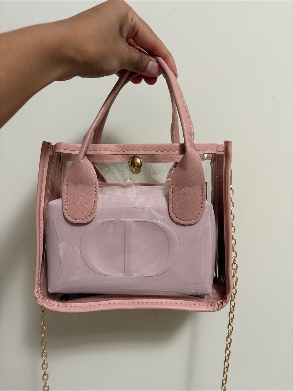 Dior Pink Pouch in Clear Women's Crossbody Bag